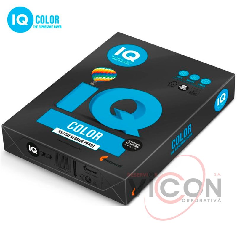 Бумага цветная интенсив IQ Color А4, 80г/м2, B100, черная, 500 листов