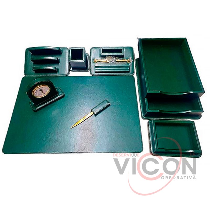 Set birou 8 piese, verde, PU108G