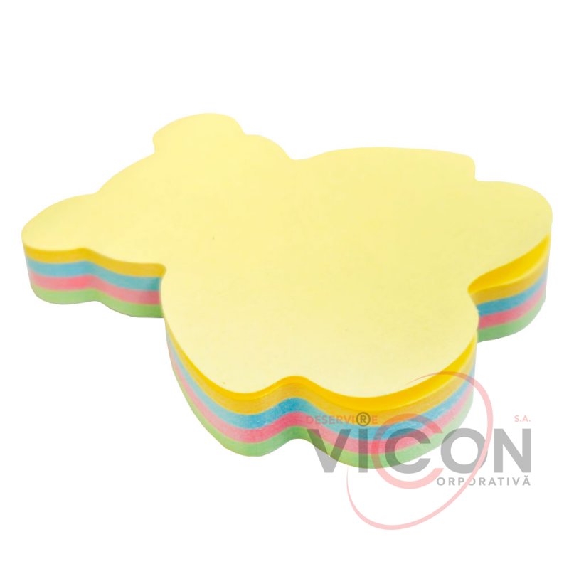 Стикеры 70*60 мм, 100 листов, 4 цвета, Медвежонок