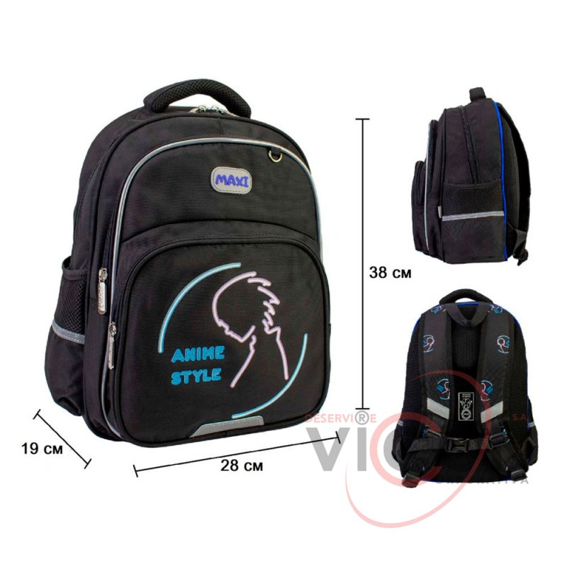 Ghiozdan ortopedic 15 ANIME STYLE negru (145-175cm)