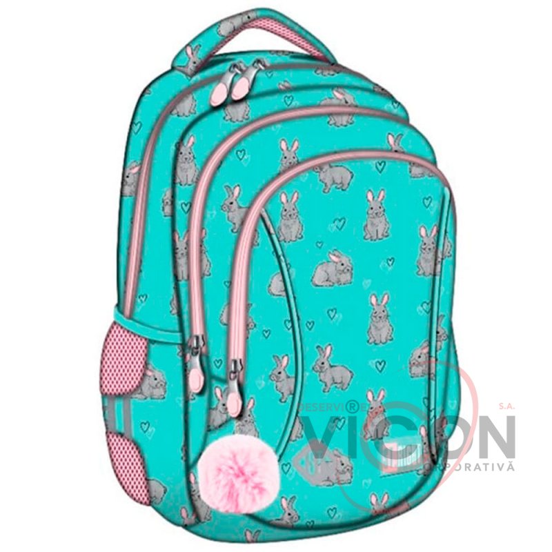 Ghiozdan Prescolari, St.Right, 3 Compartimente, Impermeabil, Grey Rabbits BP26, 39x27x17cm