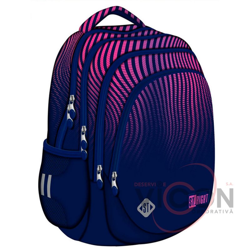 Ghiozdan St.Right, 4 Compartimente, Impermeabil, Violet Gradient Wave BP06 42x31x22cm