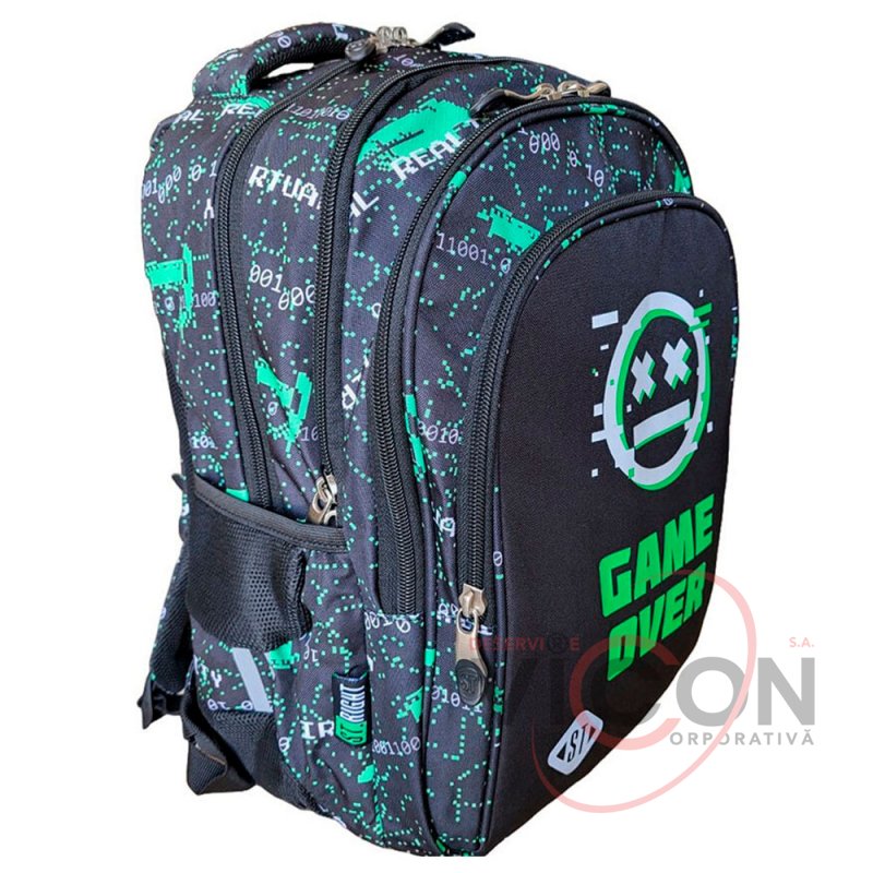 Ghiozdan Scolar 4 Compartimente, Ergonomic, Impermeabil, Colectia St.Right - VR Gamer BP58, 40x28x18