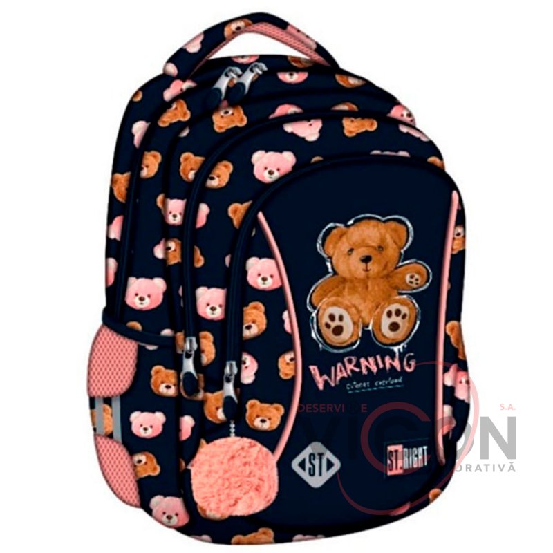 Ghiozdan Prescolari, Impermeabil, Colectia St.Right - Teddy Bear BP26, 39x27x17cm