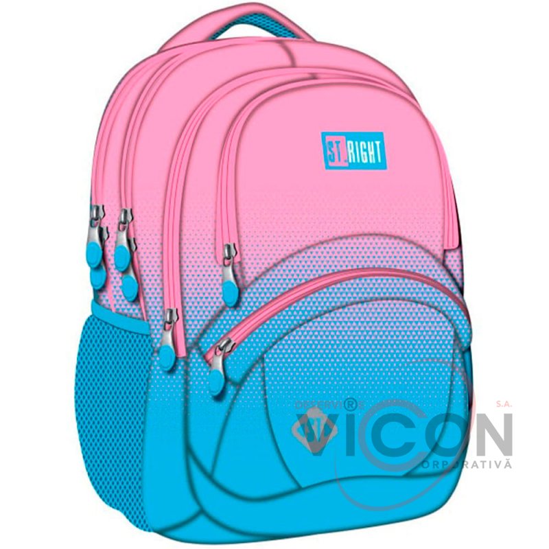 Ghiozdan St.Right, 5 Compartimente, Impermeabil, Pink Blue Gradient BP05, 42x30x19cm
