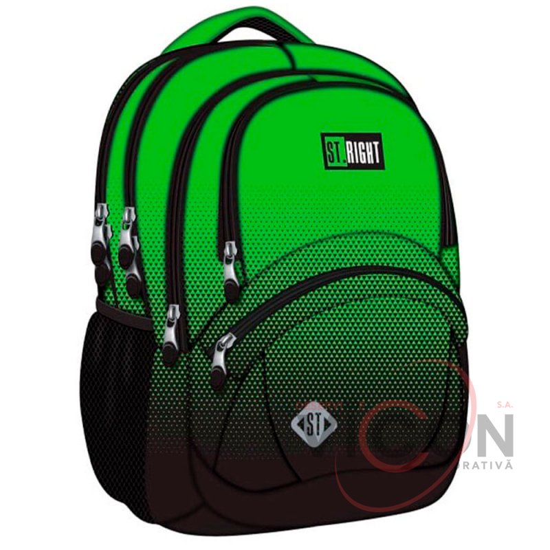Ghiozdan St.Right, 5 Compartimente, Impermeabil, Green Gradient BP05, 42x30x19cm
