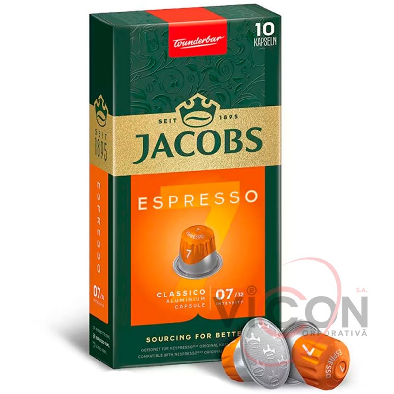 Капсулы для эспрессо с классическим вкусом Jacobs Espresso Classico Caps №7, 10 капсул