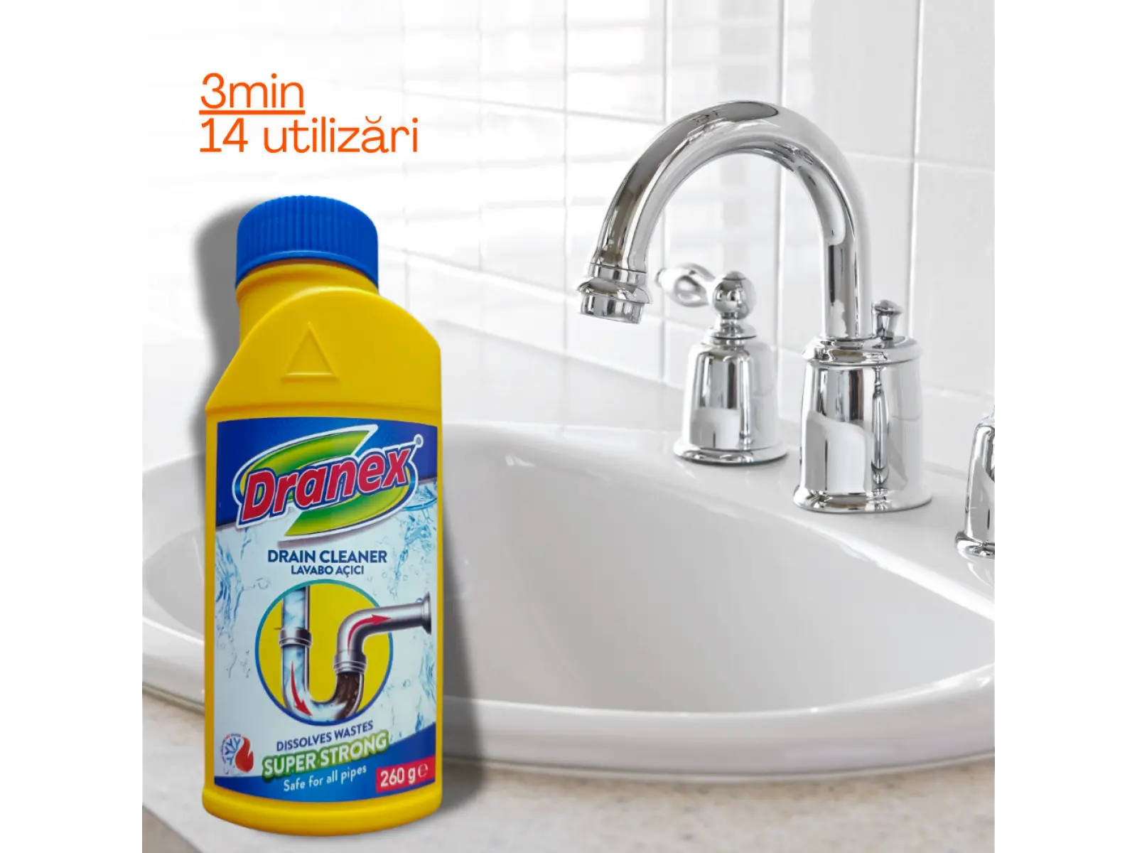 Гранулы для прочистки труб DRANEX Lavabo Acici 260 gr