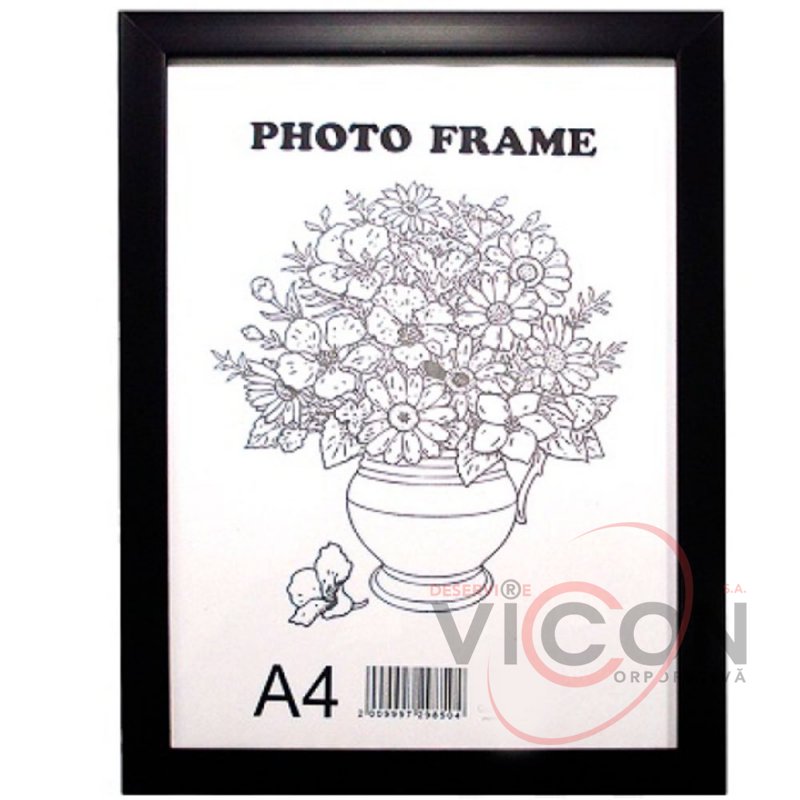 Фоторамка A4, 21*30 см, c ножкой-подставкой, черная
