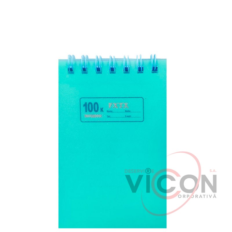Carnet A7, 50 foi, pe spiră, copertă plastic