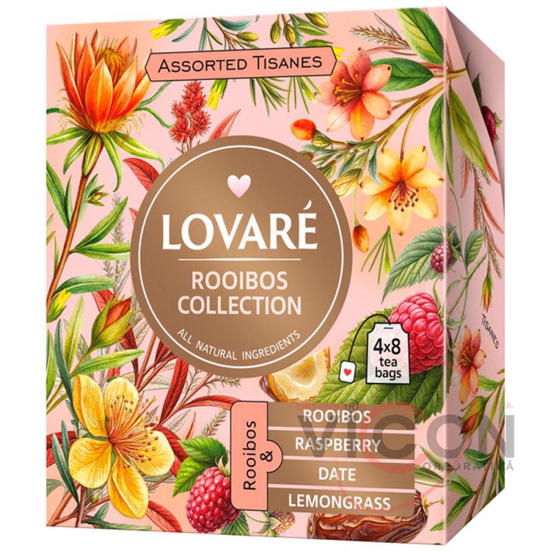Коллекция травяного чая Lovare Tisanes Rooibos Collection 4 вида по 8 пакетиков