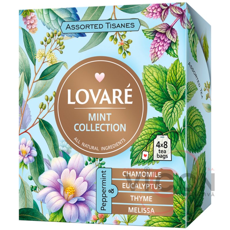 Коллекция травяного чая Lovare Tisanes Mint Collection 4 вида по 8 пакетиков