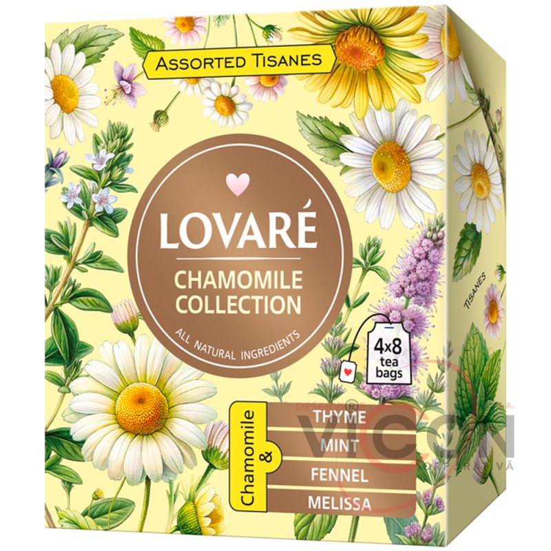 Коллекция травяного чая Lovare Tisanes Chamomile Collection 4 вида по 8 пакетиков