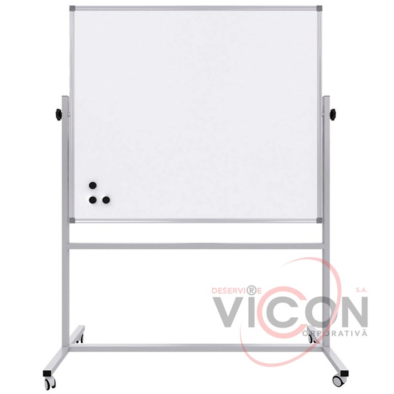 Tabla Whiteboard/Creta, 120X140cm, PANDA, dubla/suport mobil, magnetic
