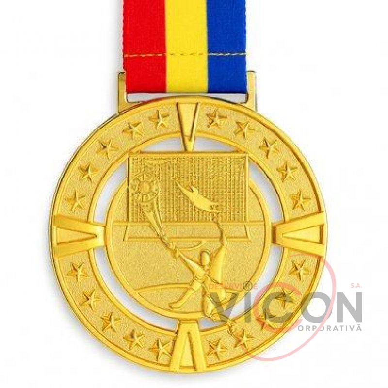 Медаль D65 мм, ML26-77 (золото) трехцветная лента MD/RO, футболист