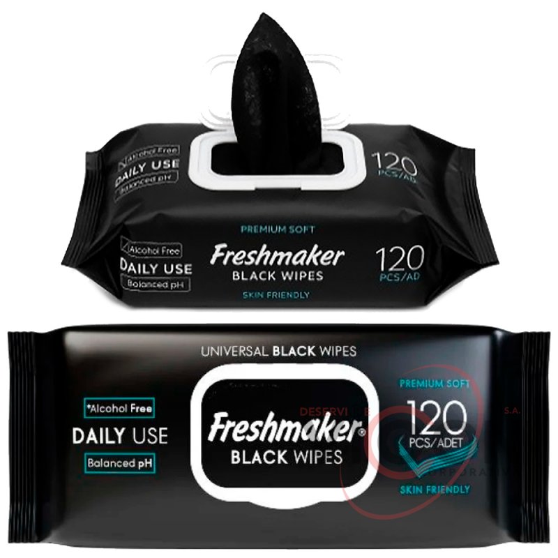 Салфетки влажные универсальные Freshmaker Black, 120 штук