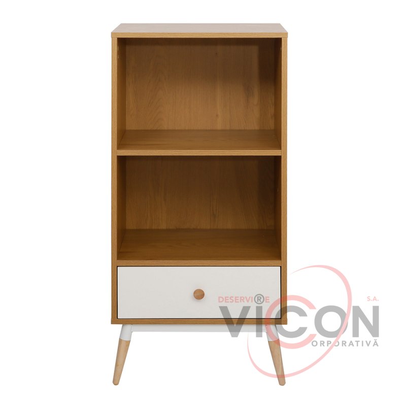 Стеллаж Marani с 1 ящиком 48×40×101H Дуб/Белый