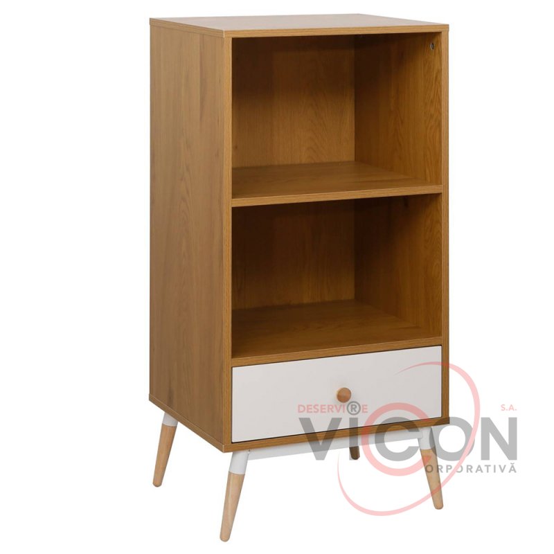 Стеллаж Marani с 1 ящиком 48×40×101H Дуб/Белый