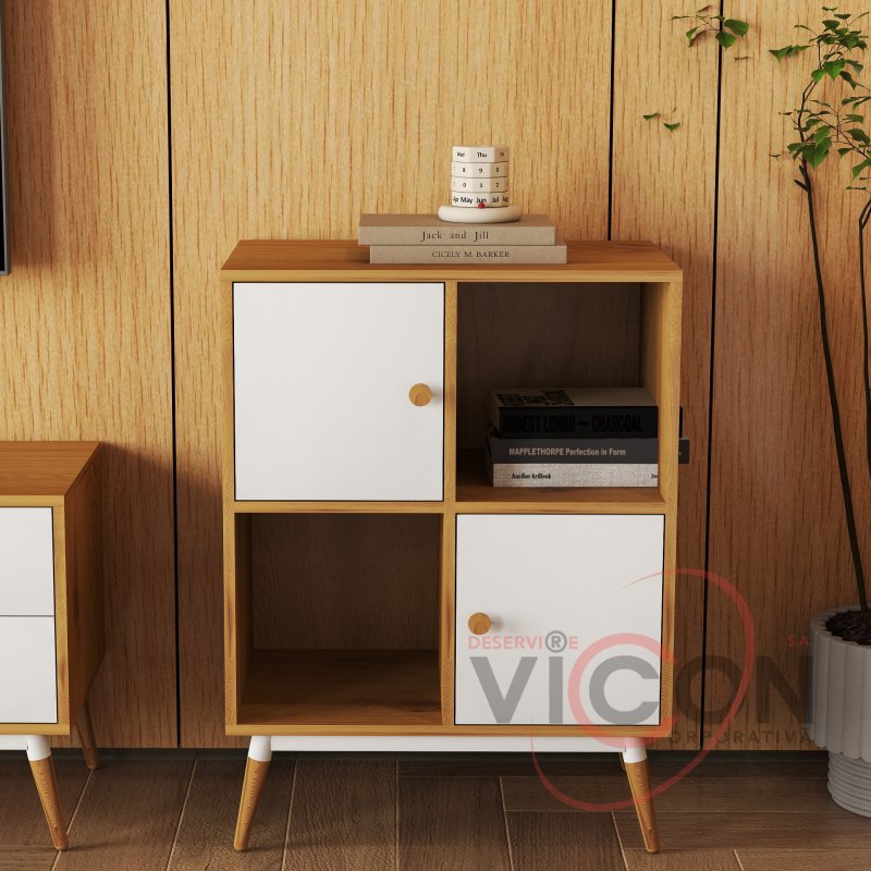 Стеллаж Marani с 2 ящиками 60×40×81H Дуб/Белый