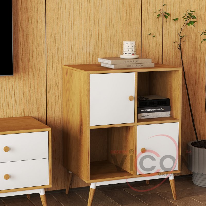 Стеллаж Marani с 2 ящиками 60×40×81H Дуб/Белый