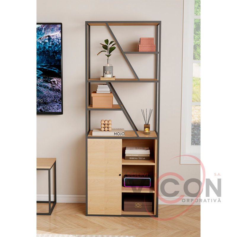 Стеллаж Agis Plus 60×40×160H Дуб/Black