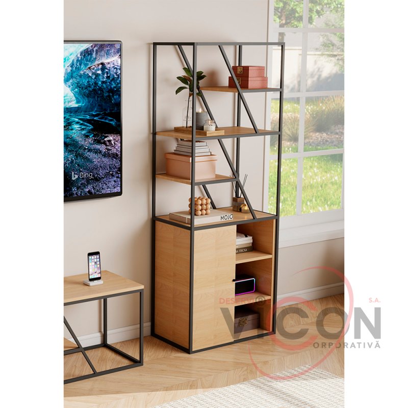 Стеллаж Agis Plus 60×40×160H Дуб/Black