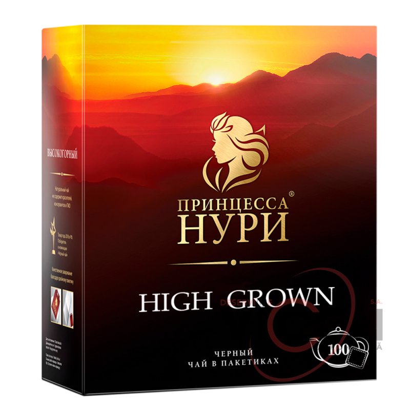 Чай черный Принцесса Нури HIGH GROWN Высокогорный, 100 пак, без нитки и ярлычка