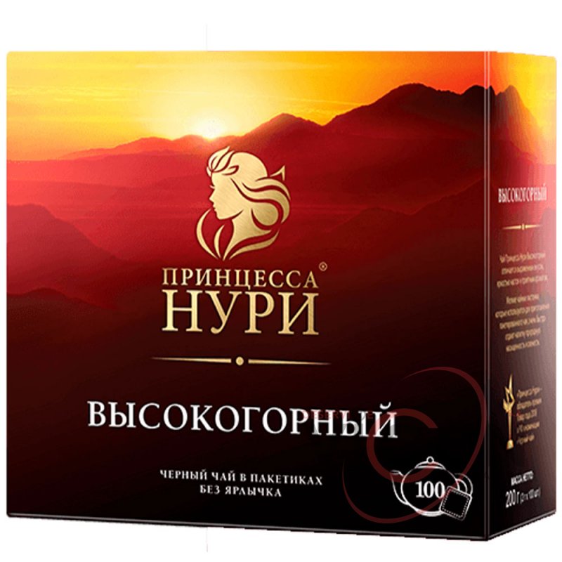 Чай черный Принцесса Нури HIGH GROWN Высокогорный, 100 пак, без нитки и ярлычка