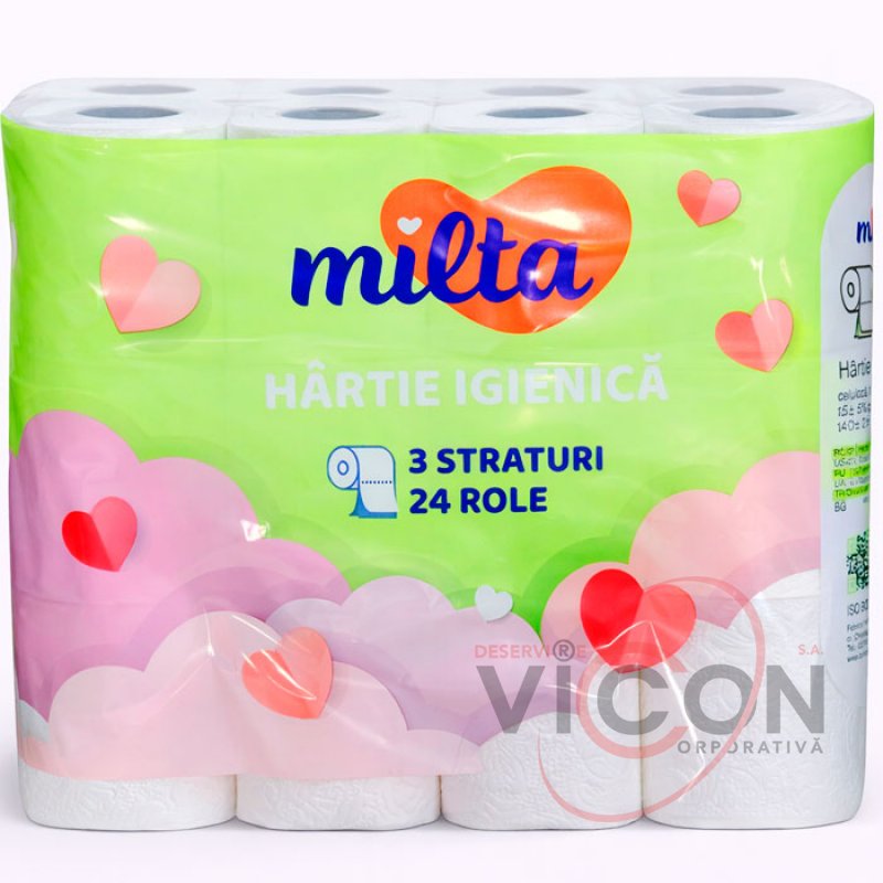 Туалетная бумага MILTA 24 рулона, 3 слоя