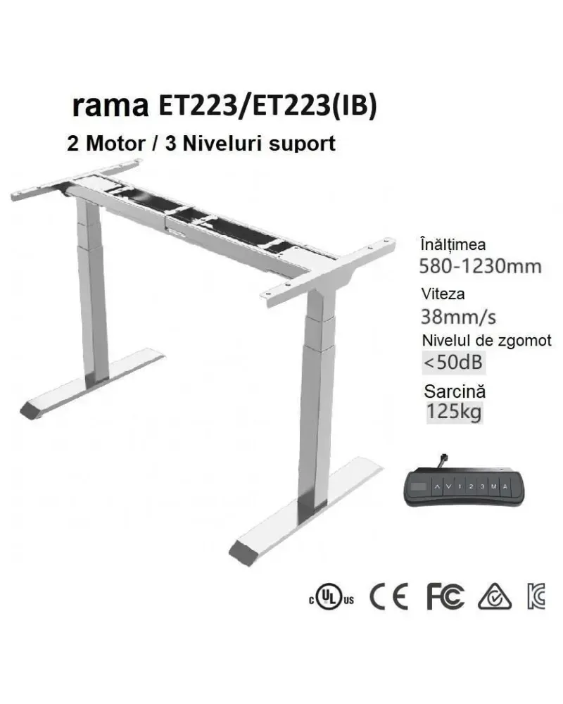 Стол с электроприводом ET223 WH, столешница цвета дуба Арлингтон, 1600x800