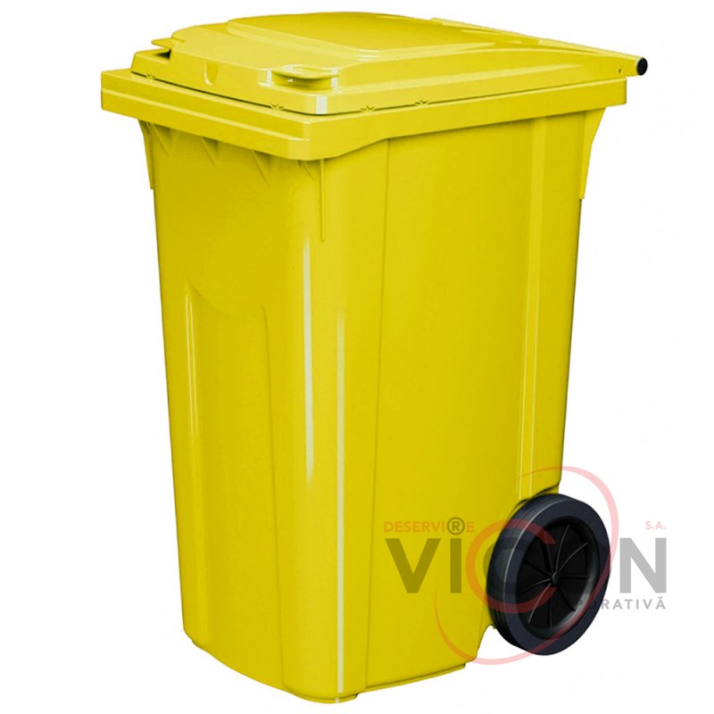 Tonberon pentru colectare deșeurilor 240 Litri, din plastic cu roți (galben) 