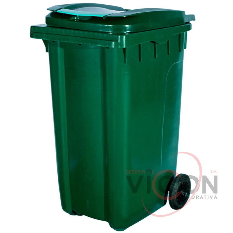 Контейнер мусорный 240 литров на колесах (зеленый) (HDPE)
