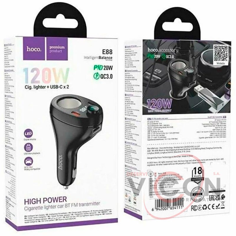 Hoco E88 Star 35W(2C) cigarette lighter car Bluetooth FM transmitter
