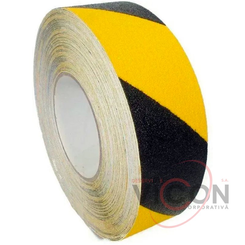 Bandă adezivă antiderapantă cu dungi negre și galbene SCROLL ANTI – DERAPANT SIGNAL ( 25mm*5m)