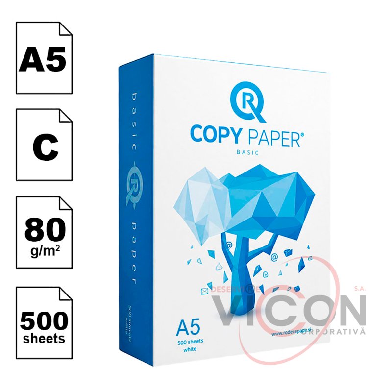 Бумага А5, COPY PAPER R BASIC, 500 листов, 80 гр/м2, 210 х 148 мм