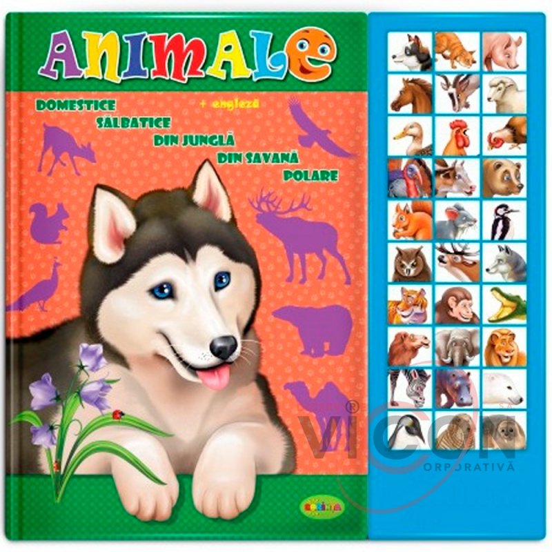 Carte cu sunete pentru copii - ANIMALE+ENGLEZĂ