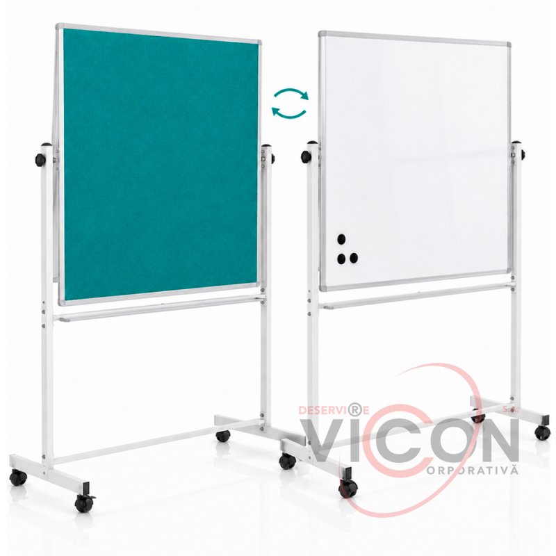 Tabla dubla mobila witeboard magnetica /Fetru turcoaz  90*120cm