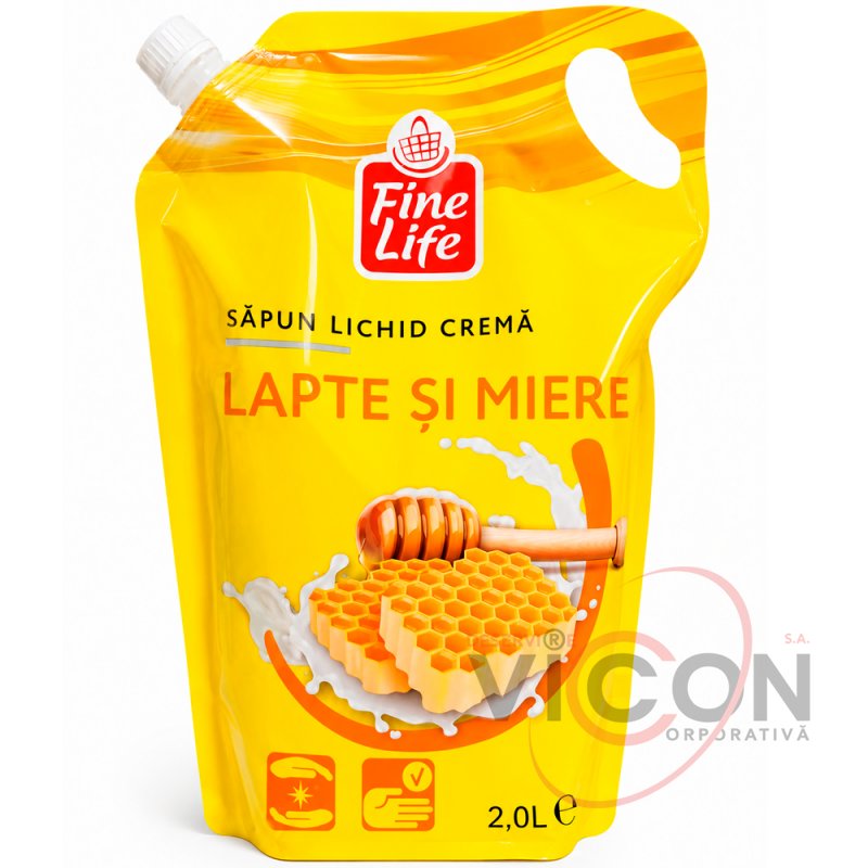 Жидкое мыло Fine Life МЁД И МОЛОКО, 2 литра