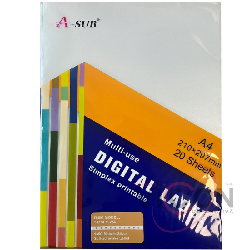 Hârtie foto lucioasă autoadezivă Argintie, 135 g, A4, 20 foi