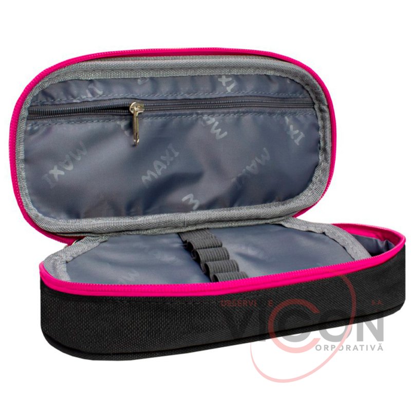 Penar 1 fermoar oval cu clapa Maxi, 20x9x5cm, negru