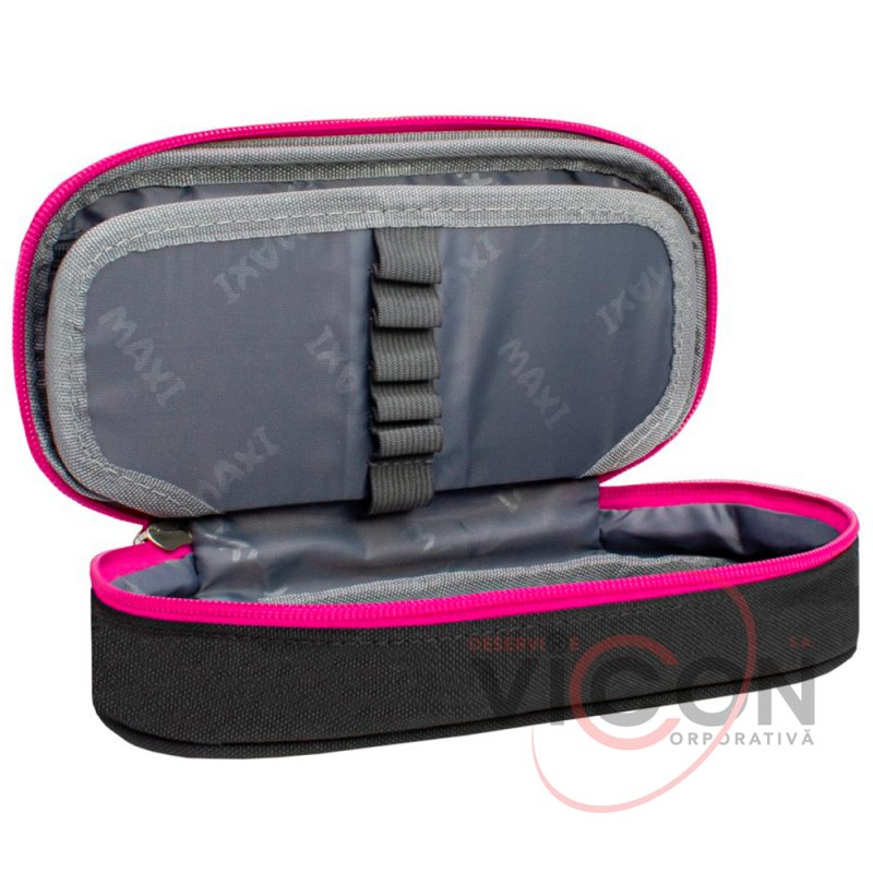 Penar 1 fermoar oval cu clapa Maxi, 20x9x5cm, negru