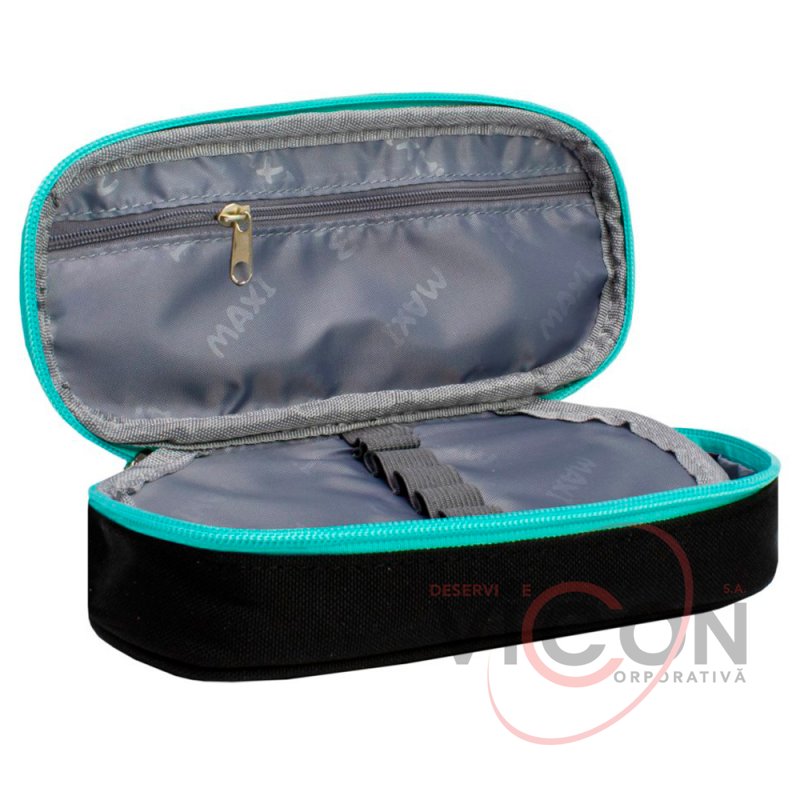 Penar 1 fermoar oval cu clapa Maxi, 20x9x5cm, negru