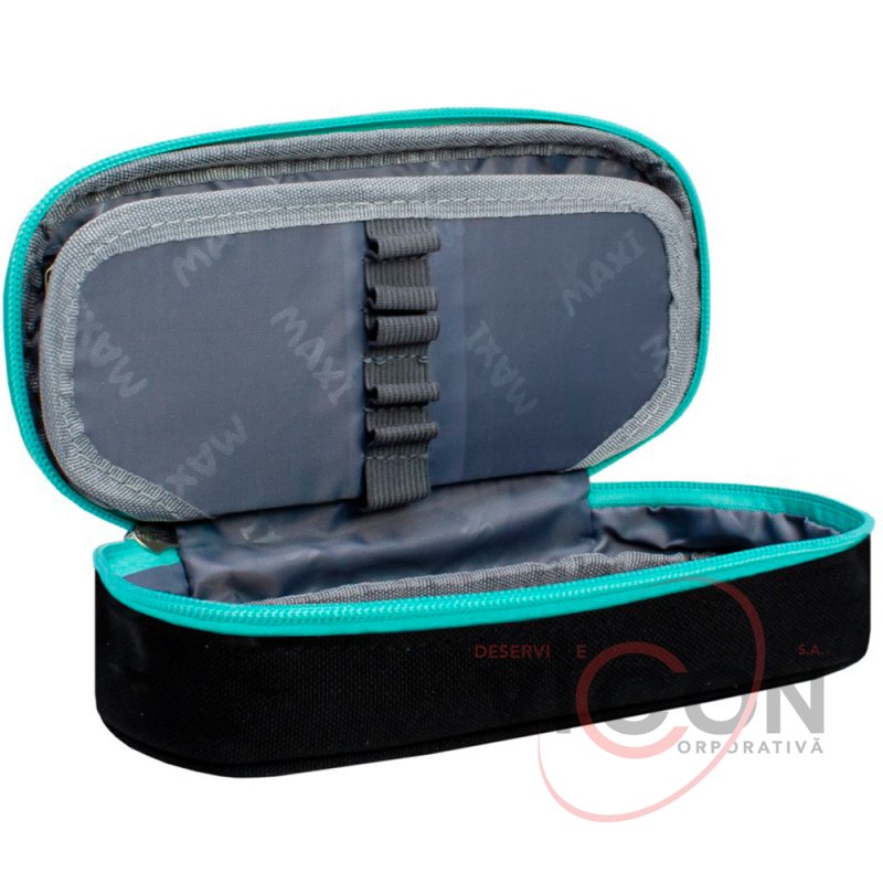 Penar 1 fermoar oval cu clapa Maxi, 20x9x5cm, negru
