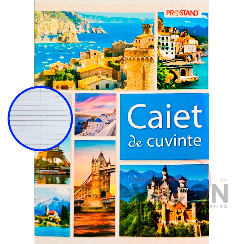 Caiet de cuvinte, format A5, 36 de foi, cu o linie verticală