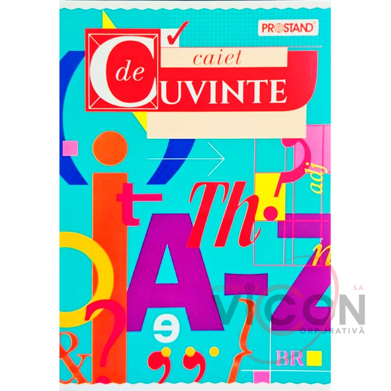 Caiet de cuvinte, format A5, 36 de foi, cu 2 linii verticale