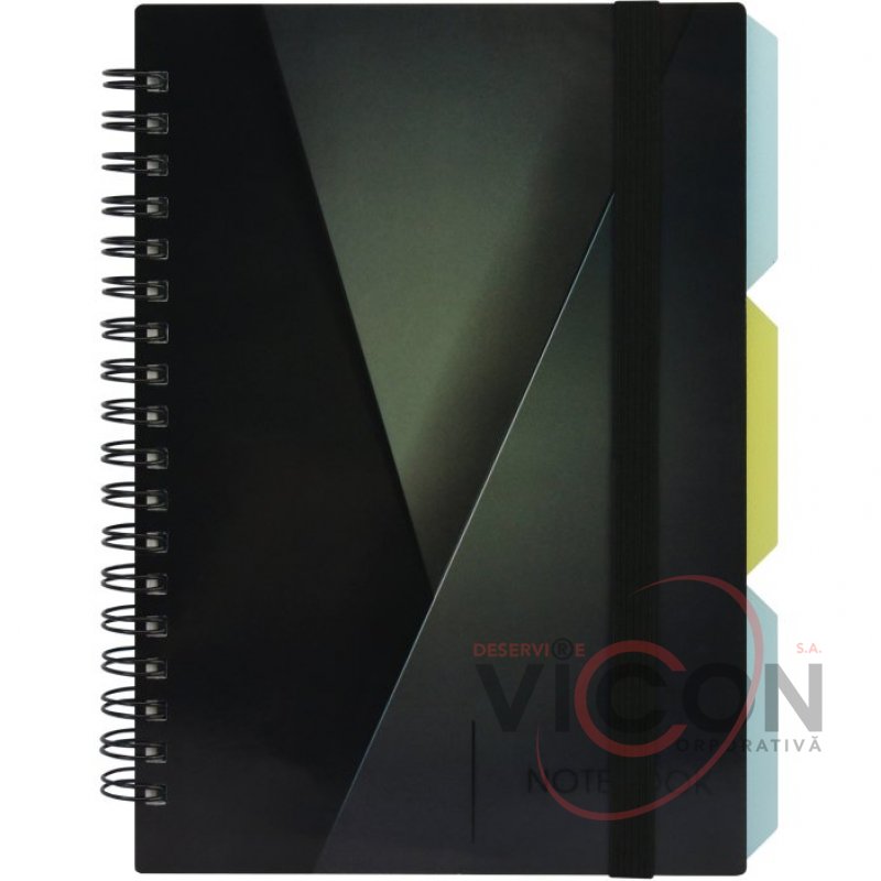 Блокнот *DESIGN 33*, B6, пластиковая обложка, спираль, с разделителями, 100 листов, клетка