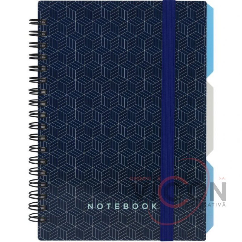 Блокнот *DESIGN 45*, B6, пластиковая обложка, спираль, с разделителями, 100 листов, клетка