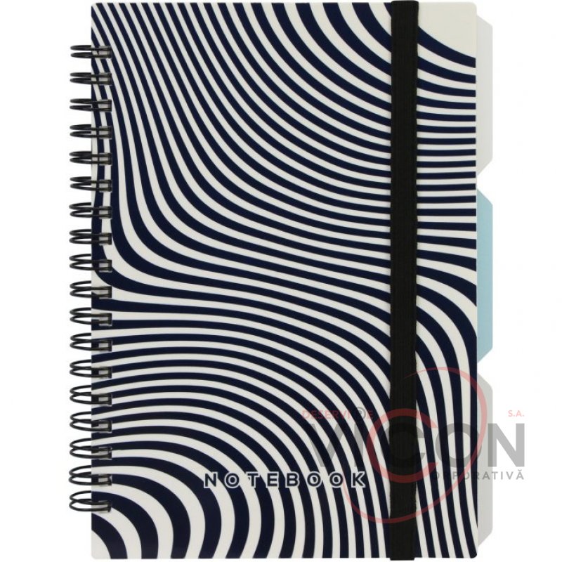 Блокнот *DESIGN 46*, B6, пластиковая обложка, спираль, с разделителями, 100 листов, клетка