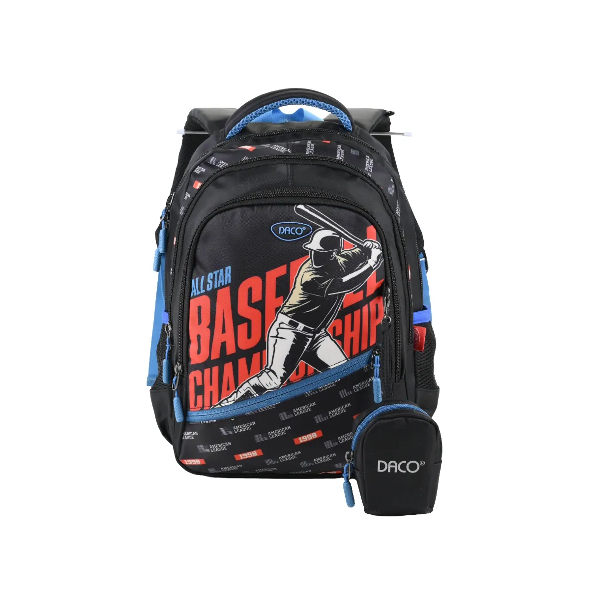 Ghiozdan DACO 38 cm, pentru școlari, negru, cu 4 compartimente, poliester rezistent GH3520