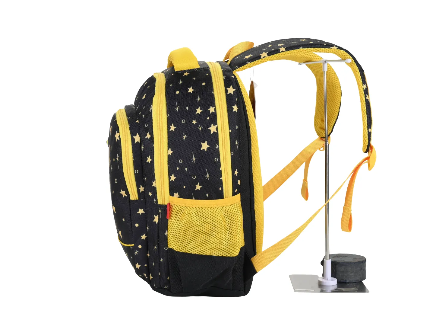 Ghiozdan DACO 41 cm, negru/galben, ghiozdan școlari cu 3 compartimente, poliester rezistent GH4016G